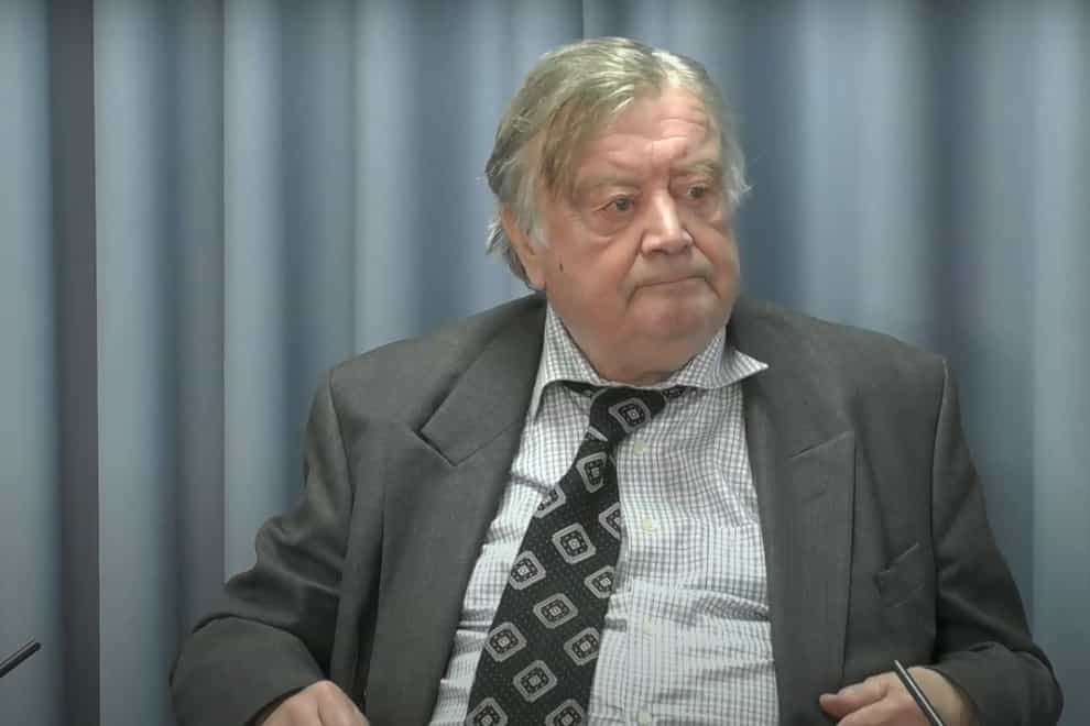 Lord Ken Clarke appears for the final day of his witness evidence at the Infected Blood Inquiry (Infected Blood Inquiry/PA)