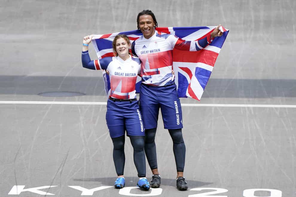 Beth Shriever and Kye Whyte celebrate their medals (Danny Lawson/PA)