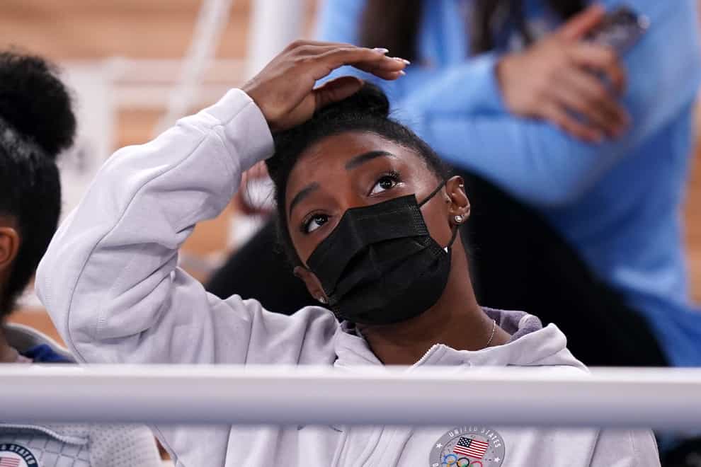Simone Biles watched the all-around final from the stands (Mike Egerton/PA)