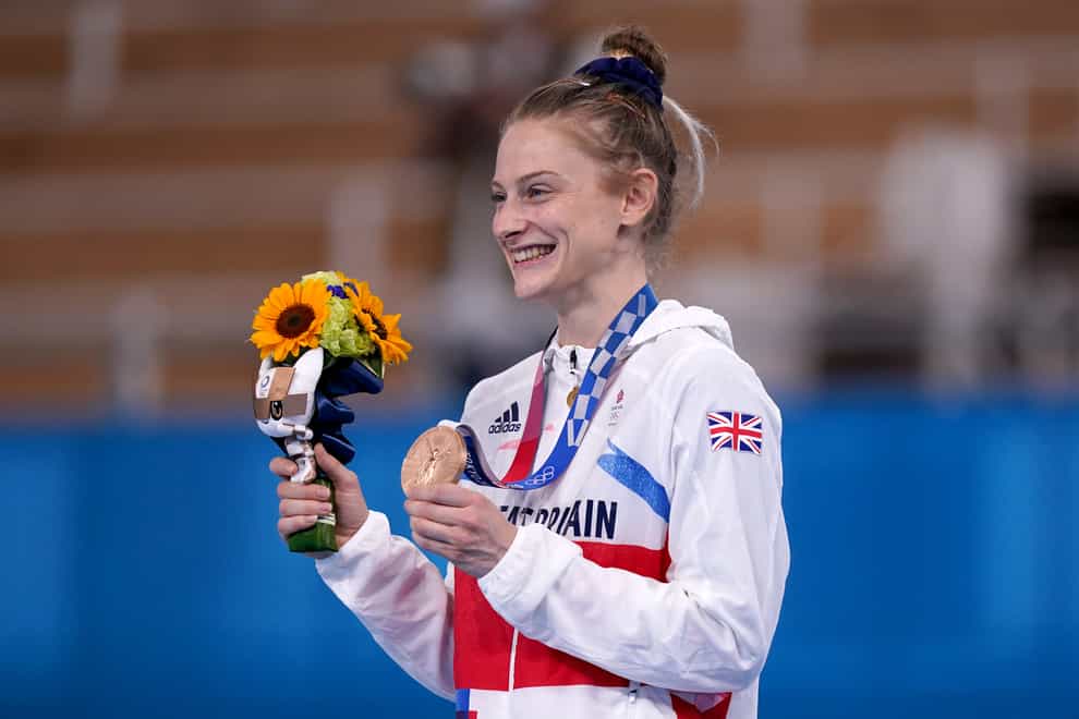 Bryony Page poses with her bronze medal (Mike Egerton/PA)