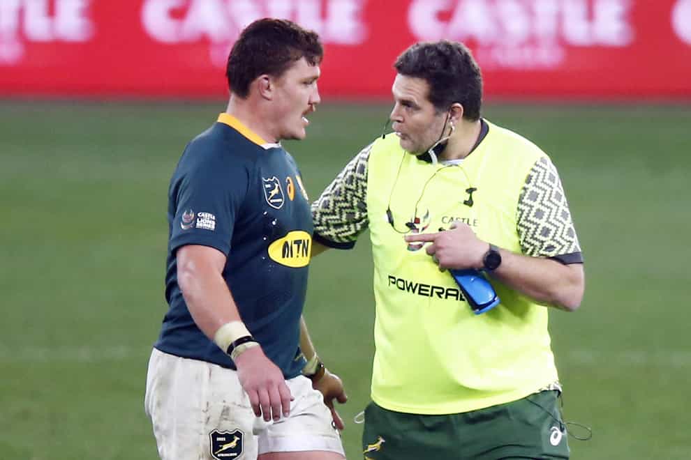 South Africa’s Rassie Erasmus, right, won the off-field mind games battle ahead of the second Test with the Lions (Steve Haag/PA)