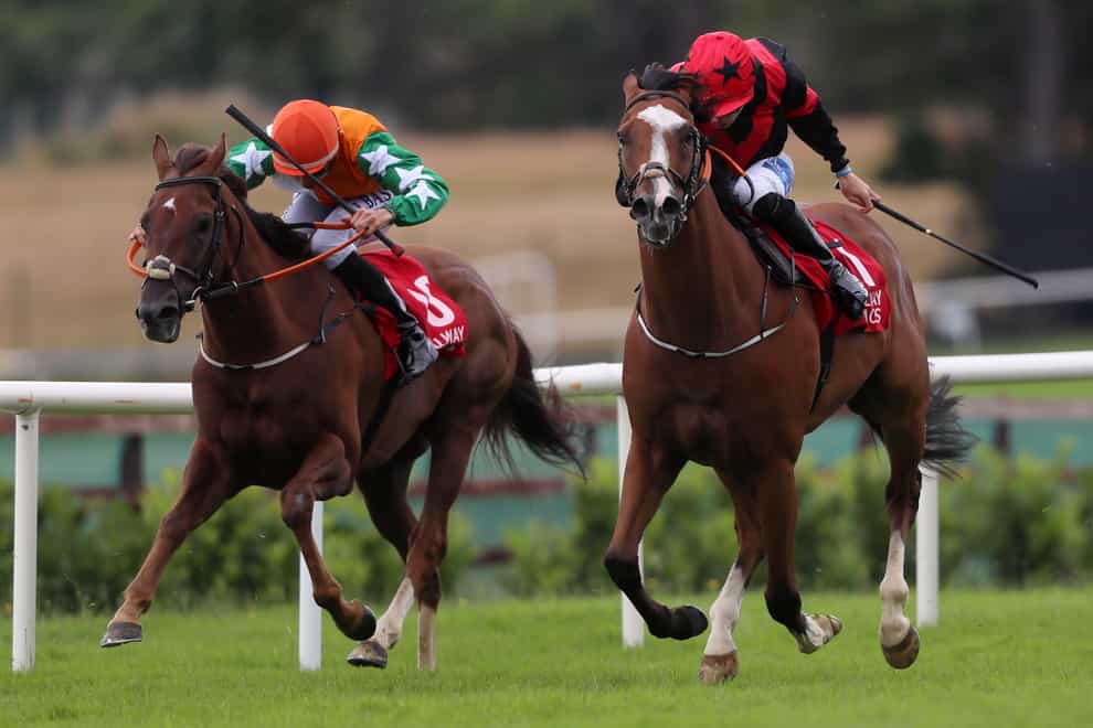 Current Option (right) winning the ‘Ahonoora’ Handicap at Galway (Brian Lawless/PA)