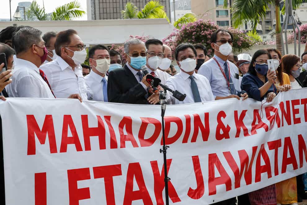Malaysian opposition members take part in the protest (AP)