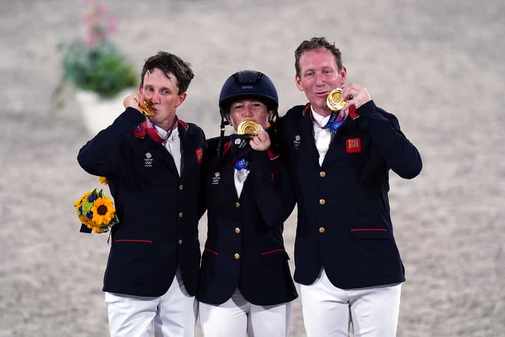 Great Britain’s gold medal-winning eventing team (Adam Davy/PA)