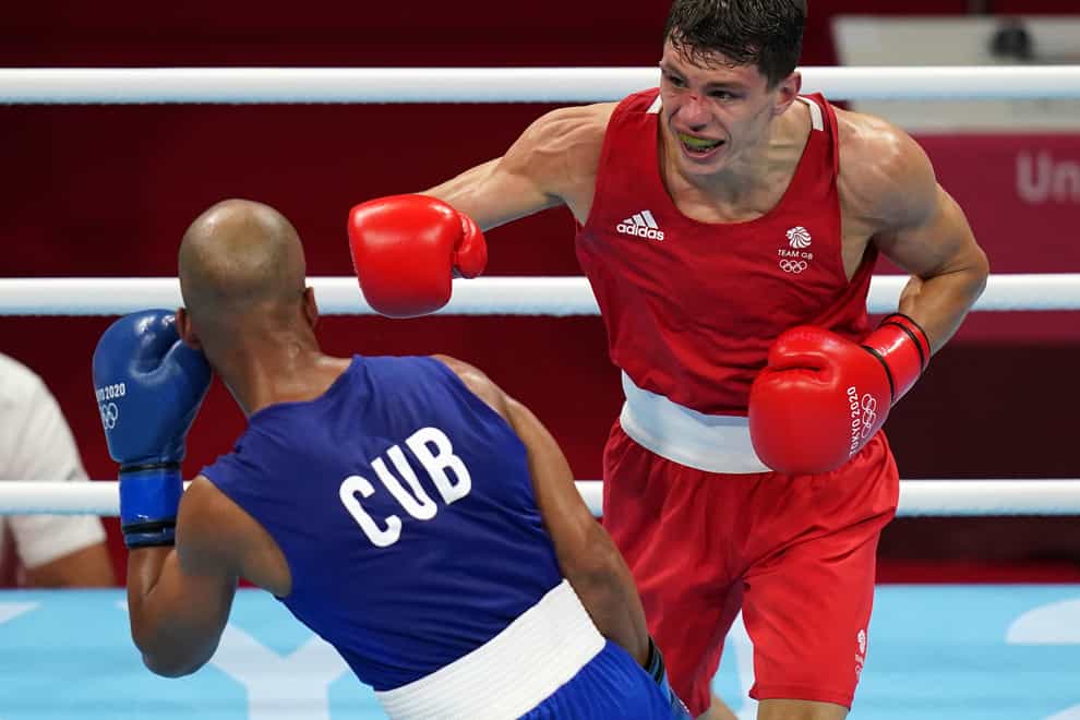 Great Britain’s Pat McCormack (right) and Cuba’s Roniel Iglesias in the Men’s Welter Final Bout at Kokugikan Arena on the eleventh day of the Tokyo 2020 Olympic Games in Japan. Picture date: Tuesday August 3, 2021.