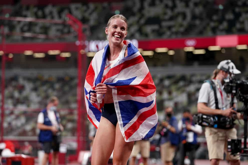 Keely Hodgkinson celebrates her silver medal in the women’s 800m, Team GB’s first of the Games on the track (Martin Rickett/PA Images).
