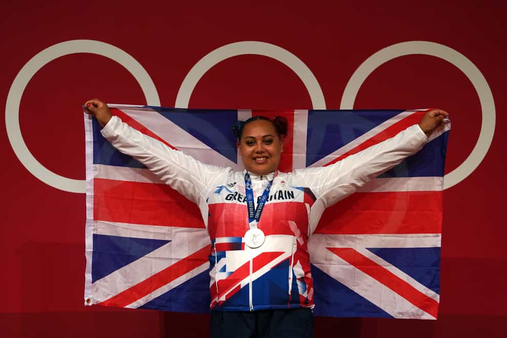 Great Britain’s Emily Campbell with her Olympic silver medal in the women’s weightlifting (PA)