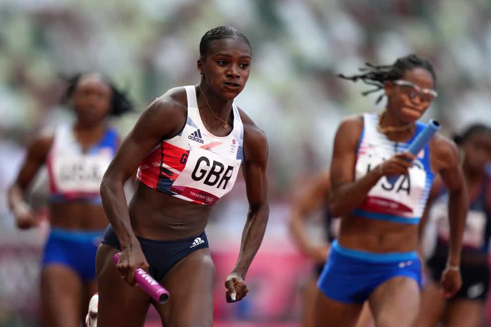Dina Asher-Smith helped the women’s 4x100m relay squad to the final. (Joe Giddens/PA)