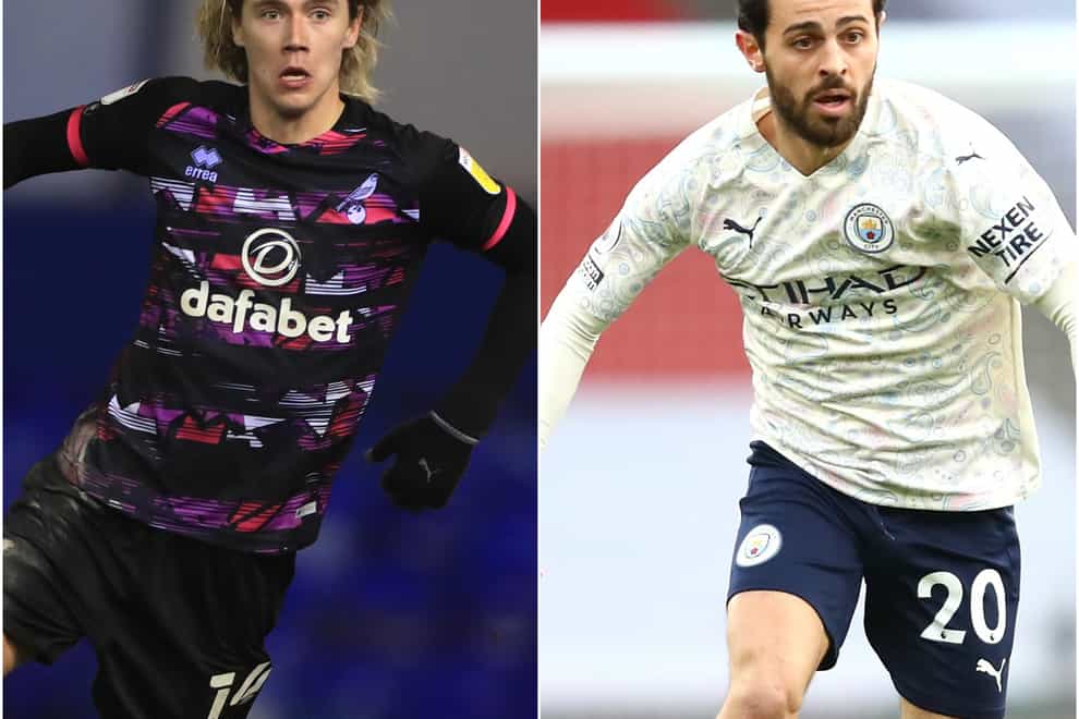 Todd Cantwell, left, and Bernardo Silva feature in today’s football rumour mill (Mike Egerton/Julian Finney/PA)