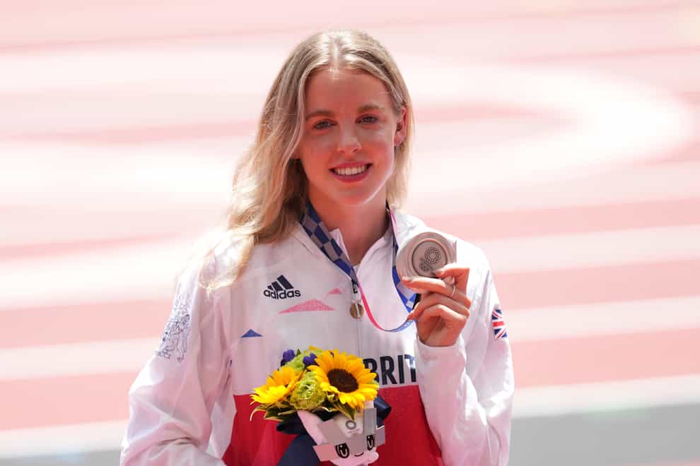 Great Britain’s Keely Hodgkinson with the silver medal (Martin Rickett/PA)