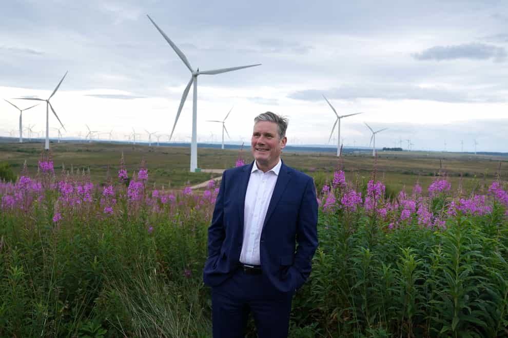 Labour leader Sir Keir Starmer visited Whitelee wind farm near Glasgow (Andrew Milligan/PA)