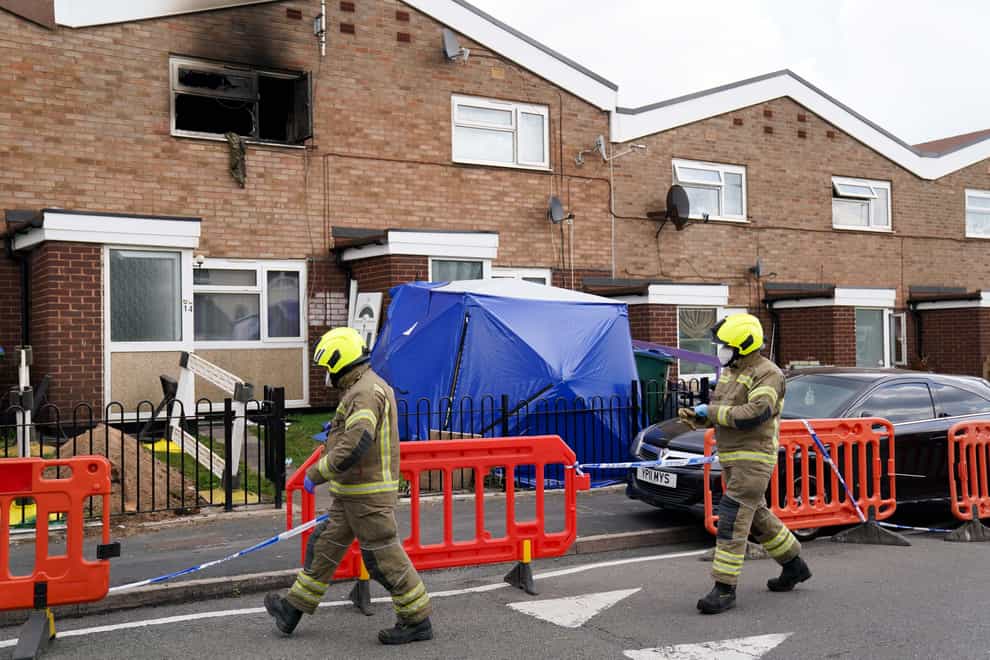 Firefighters at the scene of the blaze in Tipton (Jacob King/PA)