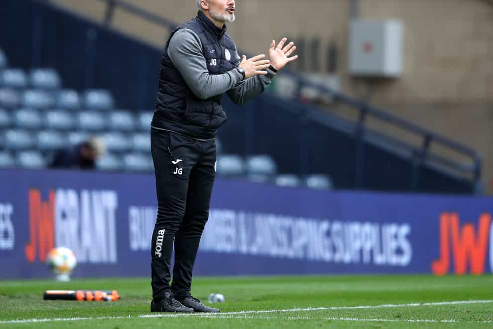 Jim Goodwin is glad to see Hearts back in the top flight (Andrew Milligan/PA)