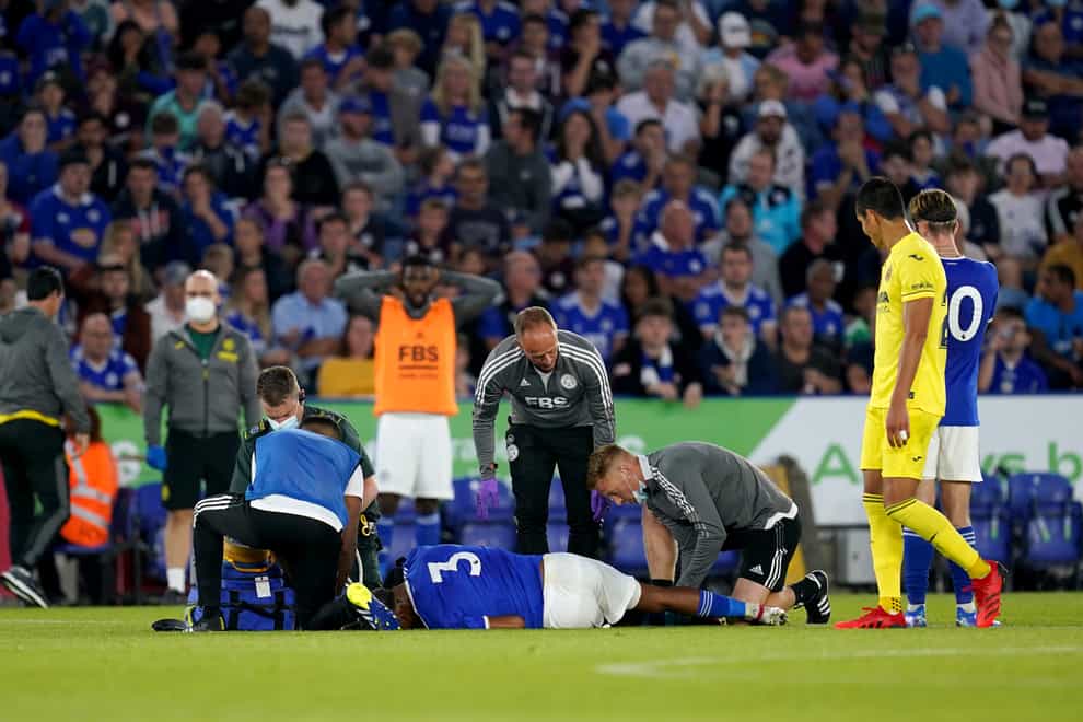 Wesley Fofana suffered a fractured fibula in Leicester’s friendly win over Villarreal on Wednesday (David Davies/PA)
