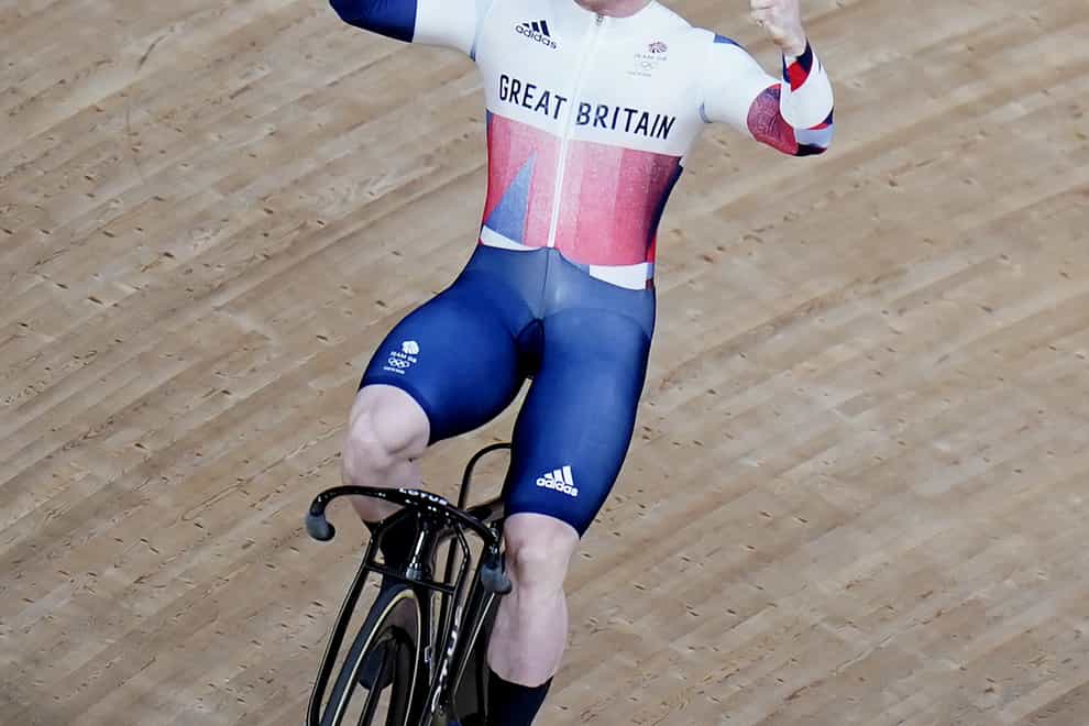 Great Britain’s Jack Carlin celebrates winning bronze in the men’s sprint final (Danny Lawson/PA)