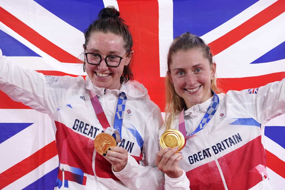 Laura Kenny, right, and Katie Archibald won the first ever Olympic women’s Madison (Danny Lawson/PA)