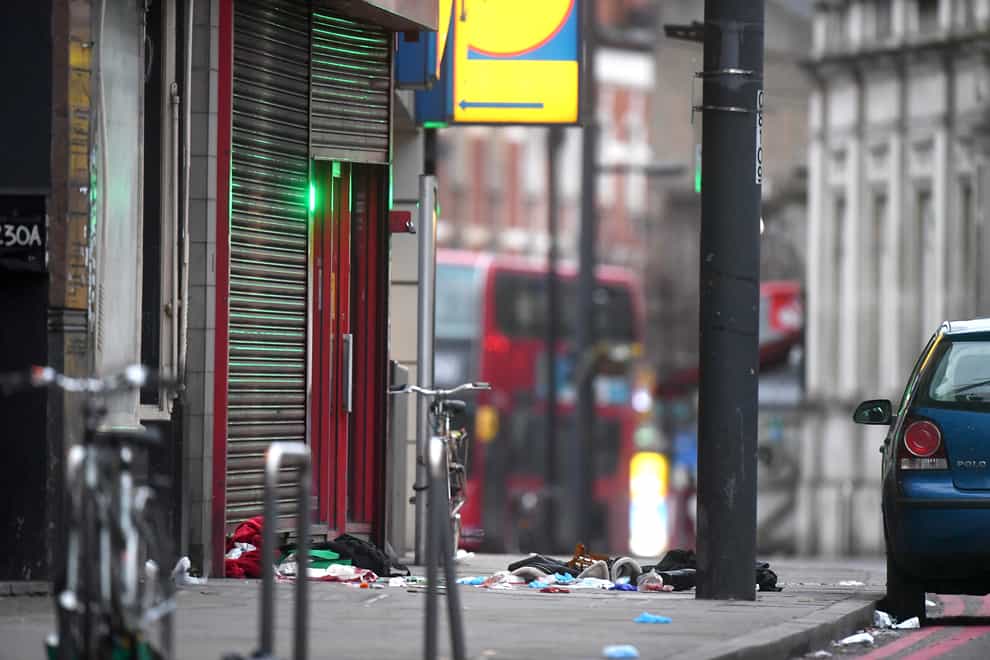 The scene in Streatham High Road after Sudesh Amman launched his terror attack (Victoria Jones/PA)