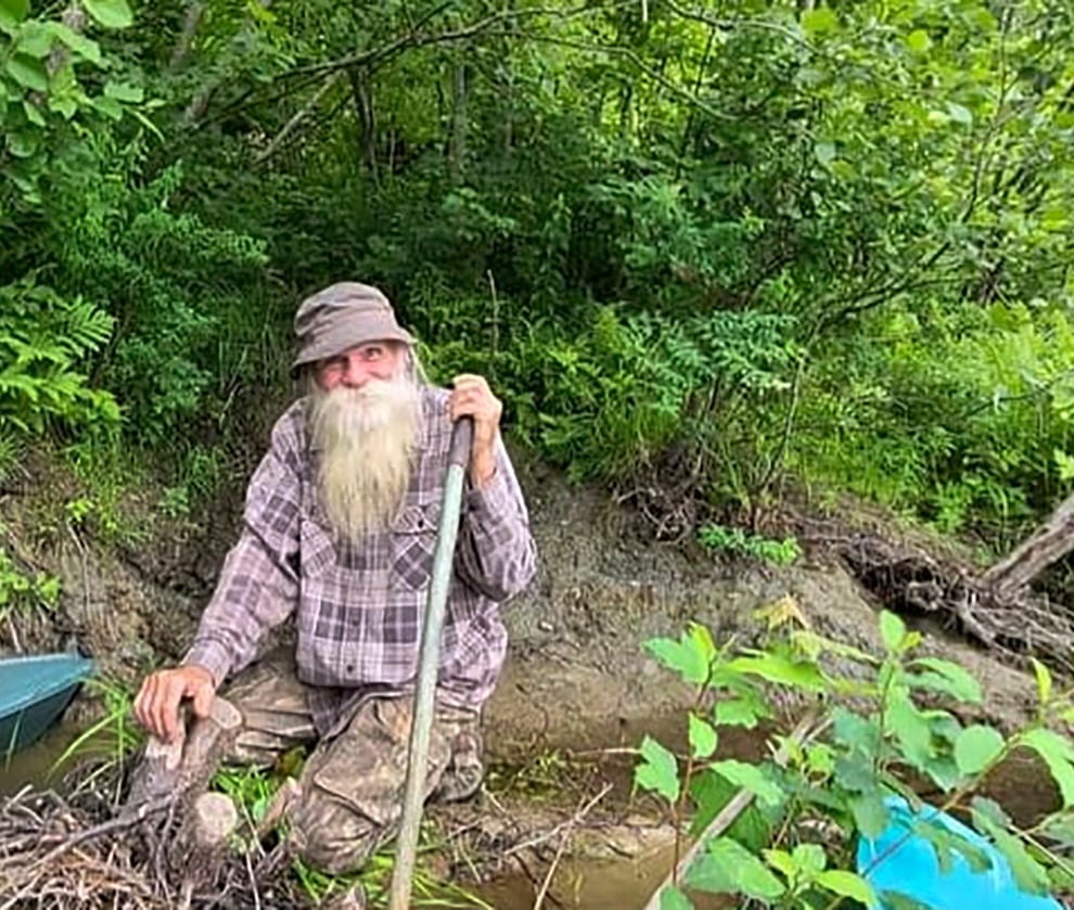 David Lidstone, 81, in the woods of Canterbury, New Hampshire (Jodie Gedeon via AP)