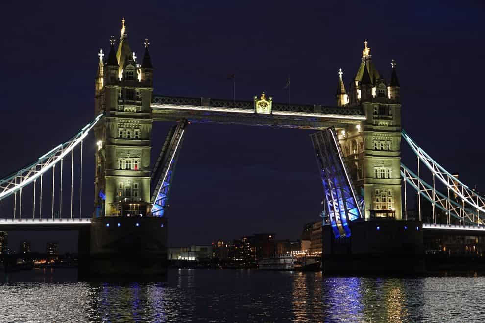 Tower Bridge in central London, which has been left open due to a technical fault (Ian West/PA)