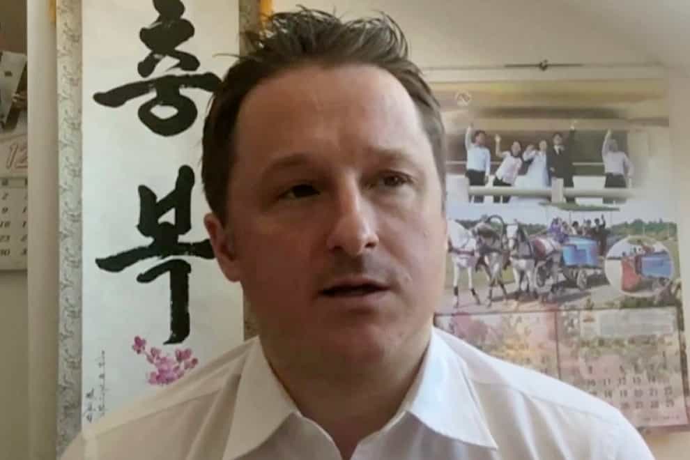 Canadian Michael Spavor, seen here in an image from a video in 2017, has been sentenced to 11 years in prison in China (AP)