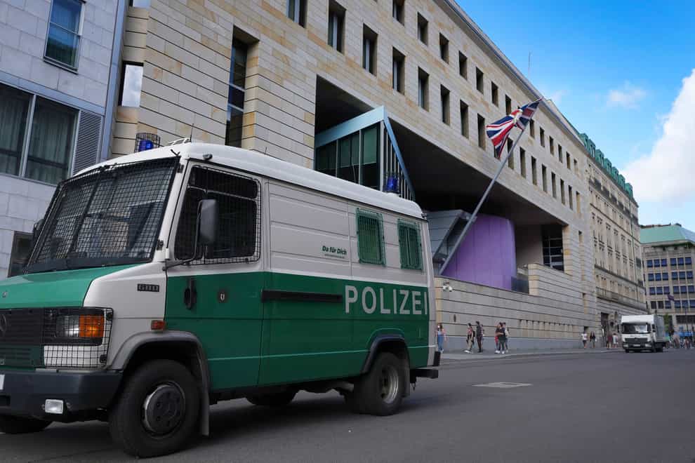 A British embassy employee in Berlin has been arrested on suspicion of spying for Russia, German prosecutors have said (Michael Sohn/AP)