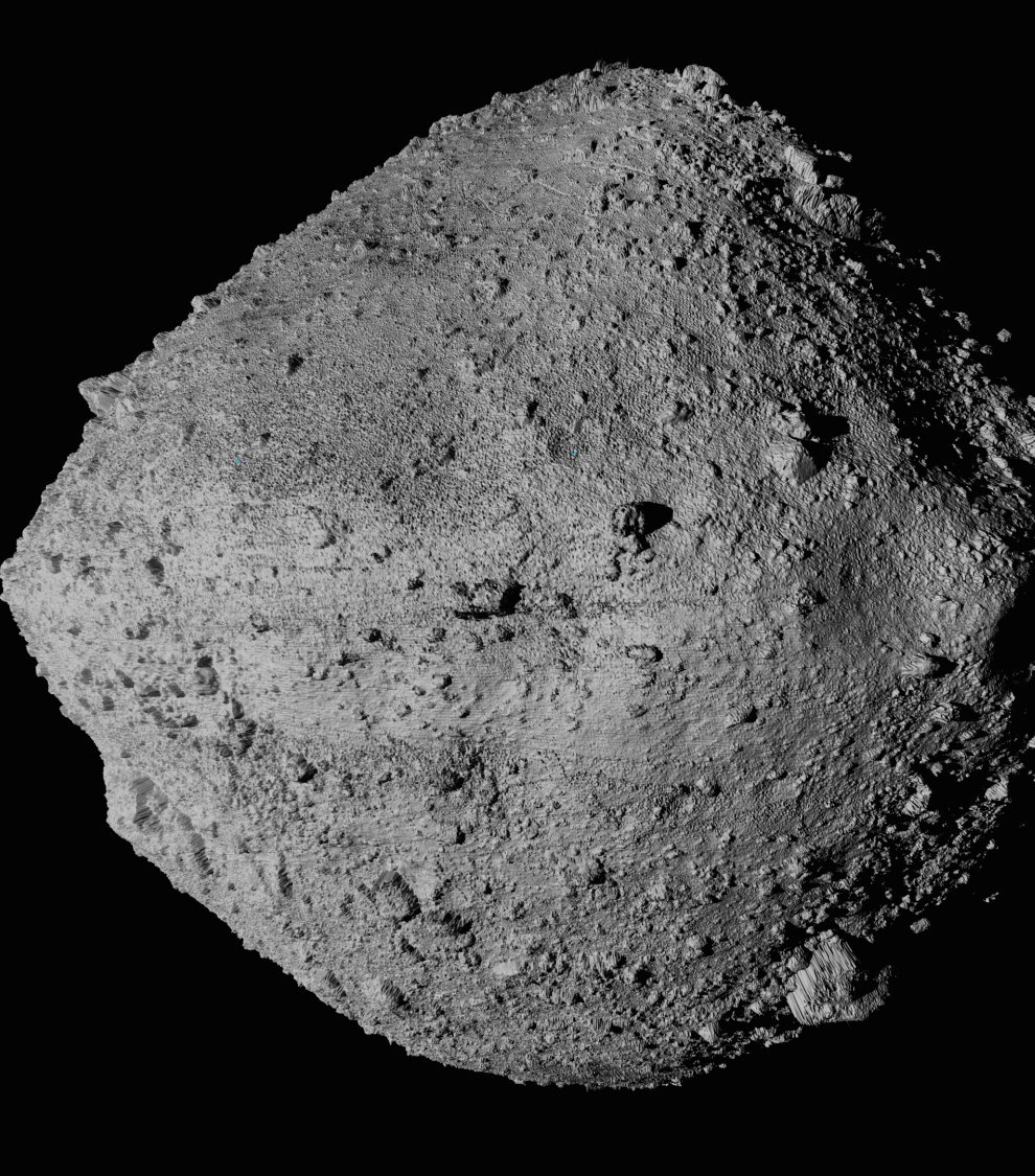 An undated image from NASA showing the asteroid Bennu from the OSIRIS-REx spacecraft (NASA/Goddard/University of Arizona/CSA/York/MDA/AP)
