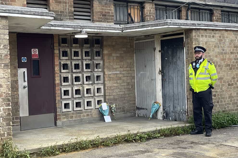 Police at the scene in Churchill Terrace, Chingford, east London, after 45-year-old James Markham was stabbed to death after confronting a group of youth (Laura Parnaby/PA)
