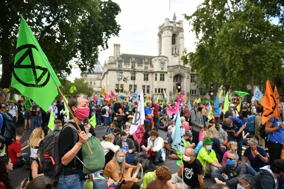 Extinction Rebellion has posted online about a forthcoming climate demonstration, which is due to last for two weeks from August 23, similar to its previous protests in central London in September 2019 (Dominic Lipinski/PA)