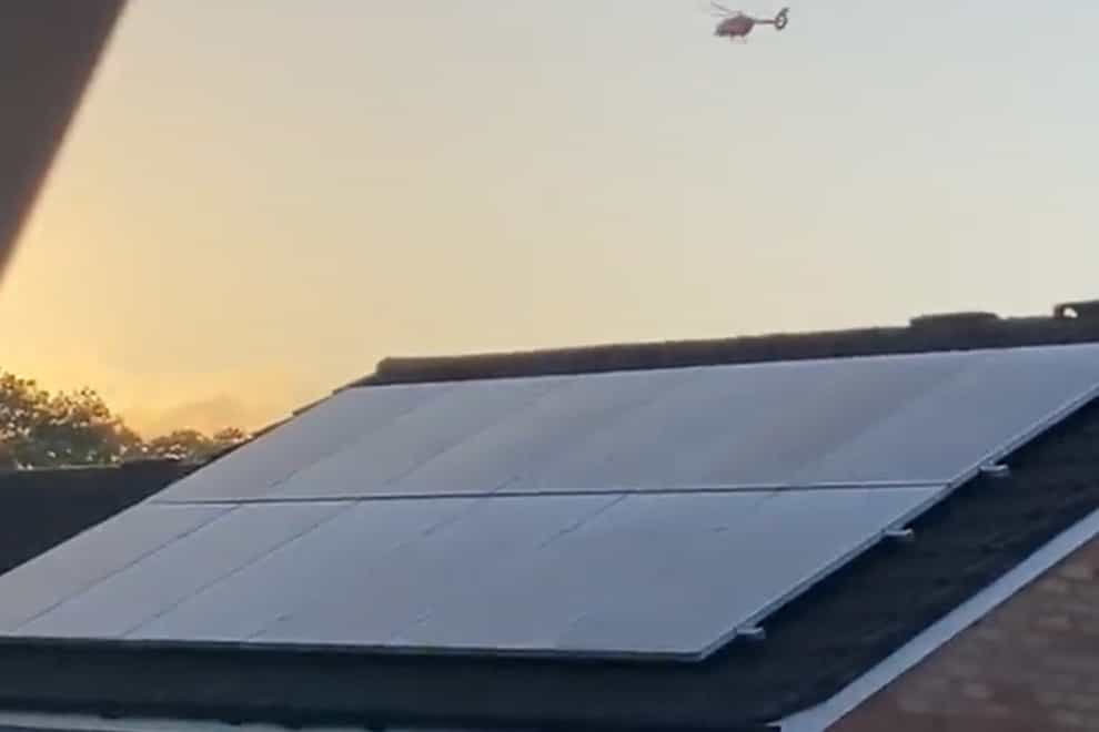 Screengrab from video taken with permission from the Twitter account @dylan_hainey of helicopters at the scene of incident in the Keyham area of Plymouth, where there have been unconfirmed reports of gunshots and of a number of fatalities. Issue date: Thursday August 12, 2021.