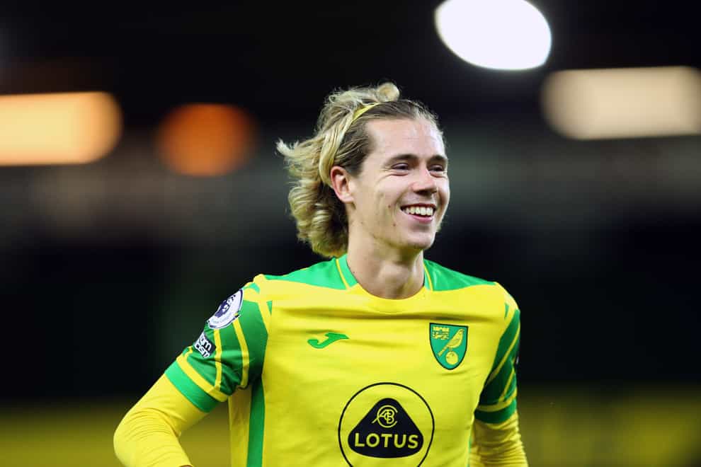 Norwich midfielder Todd Cantwell has been carrying an ankle problem (Nigel French/PA)