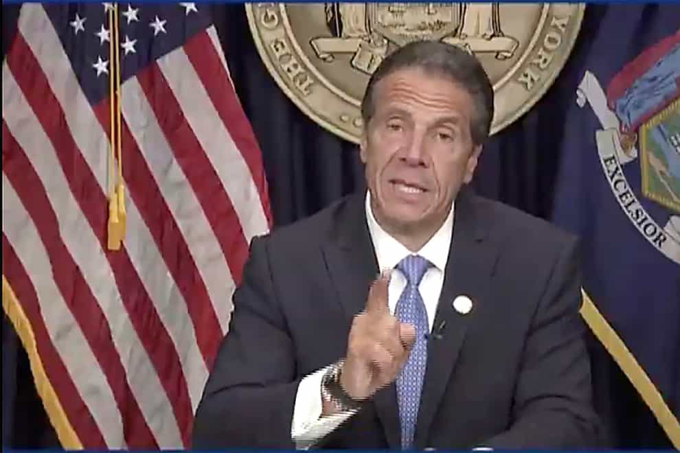 Andrew Cuomo speaks during a news conference in Albany (Office of the Governor of New York/AP)
