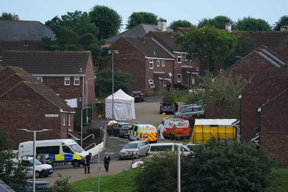 Police forensic work continues at the scene in Biddick Drive in the Keyham area of Plymouth (Andrew Matthews/PA)