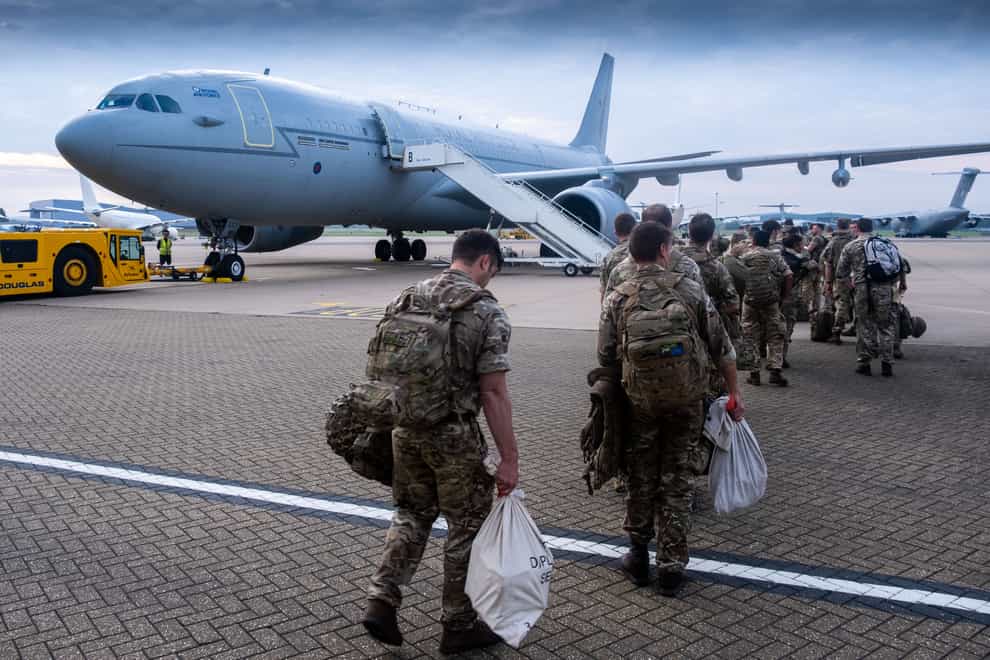 British troops on a flight to Afghanistan (LPhot Ben Shread/MoD/PA)