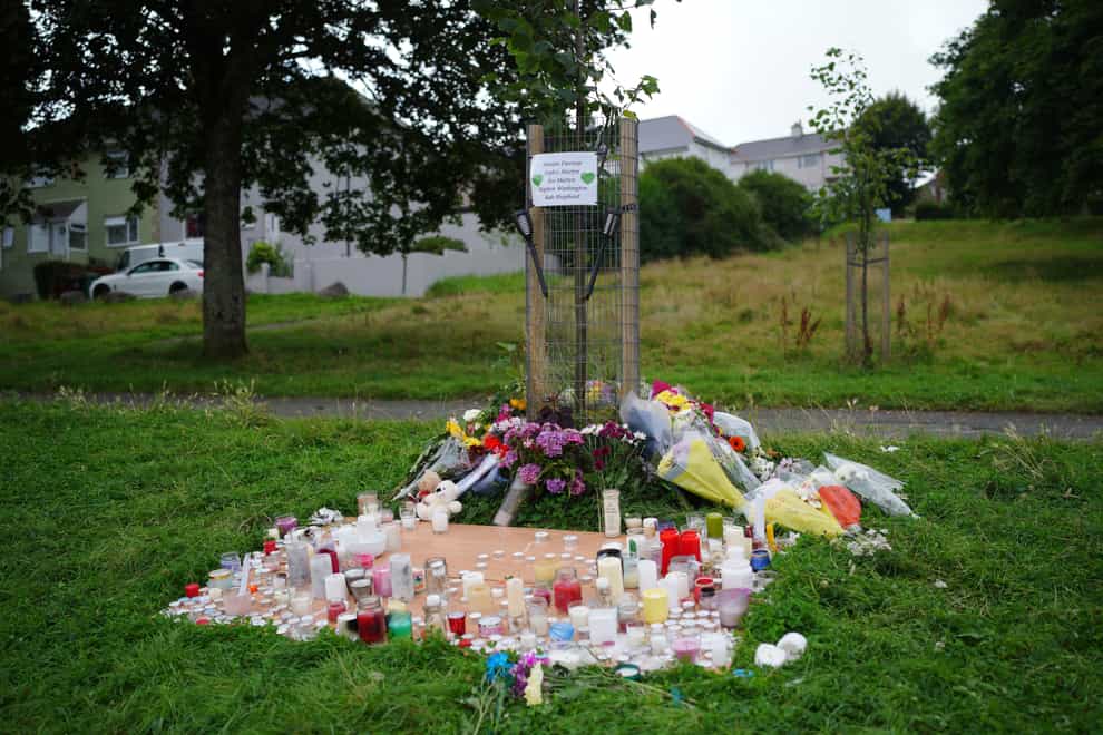 Floral tributes left in the Keyham area of Plymouth (Ben Birchall/PA)