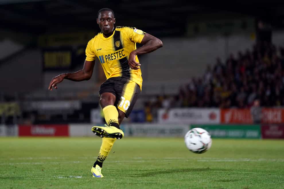 Lucas Akins’ late penalty secured victory for Burton (Jacob King/PA)