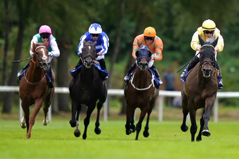 Dash of Spice (right) leads them into the straight (Tim Goode/PA)