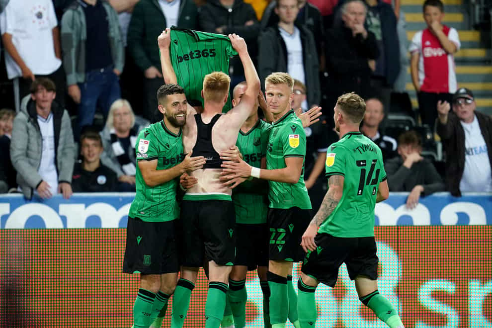 Stoke celebrate Sam Clucas’ goal (Nick Potts/PA)