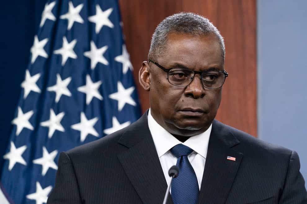 Secretary of Defence Lloyd Austin listens to a question during a media briefing at the Pentagon (Alex Brandon/AP)