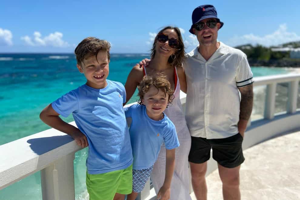 Happy family: Frankie and Wayne Bridge with sons Cater and Parker (Frankie Bridge/PA)