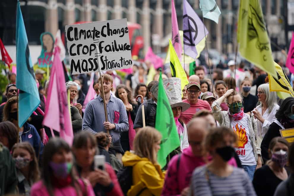 Extinction Rebellion demonstrators in Parliament Square, London, during the protest group’s “free the press” campaign. Picture date: Sunday June 27, 2021.