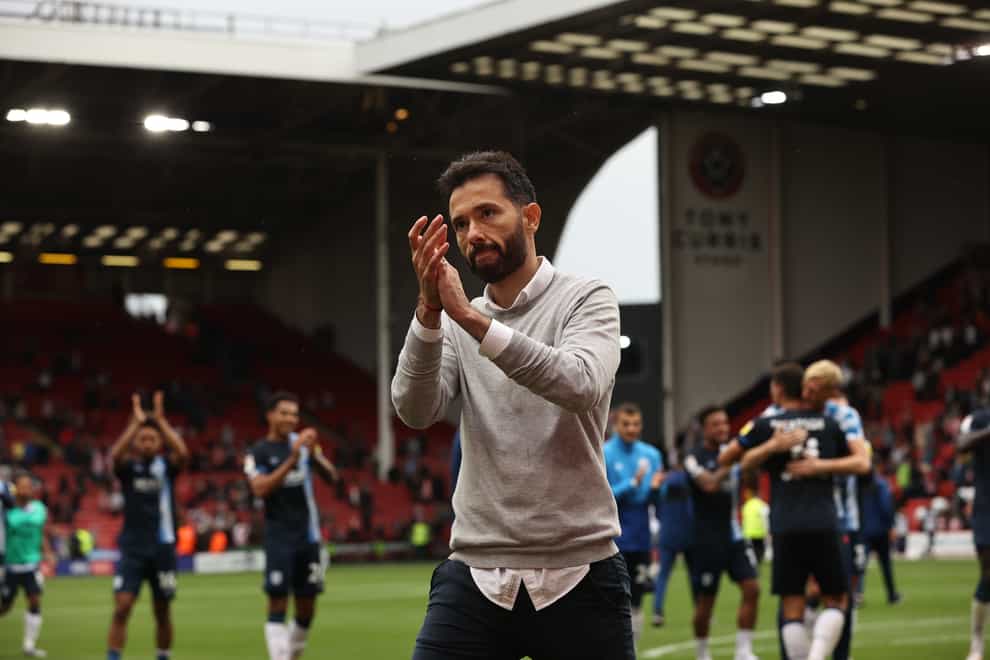 Carlos Corberan acknowledges the fans after the win at Sheffield United (Mark Kerton/PA)