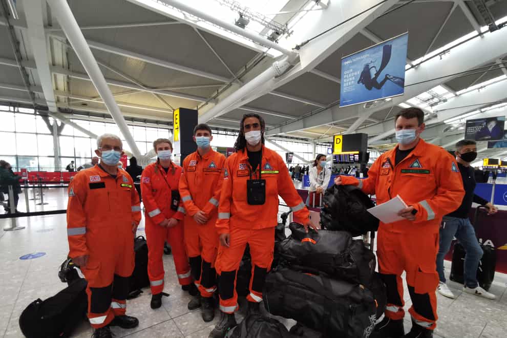 Former firefighters, paramedics and engineers from charity Search and Rescue Assistance in Disaster on their way to Haiti (SARAID/PA)