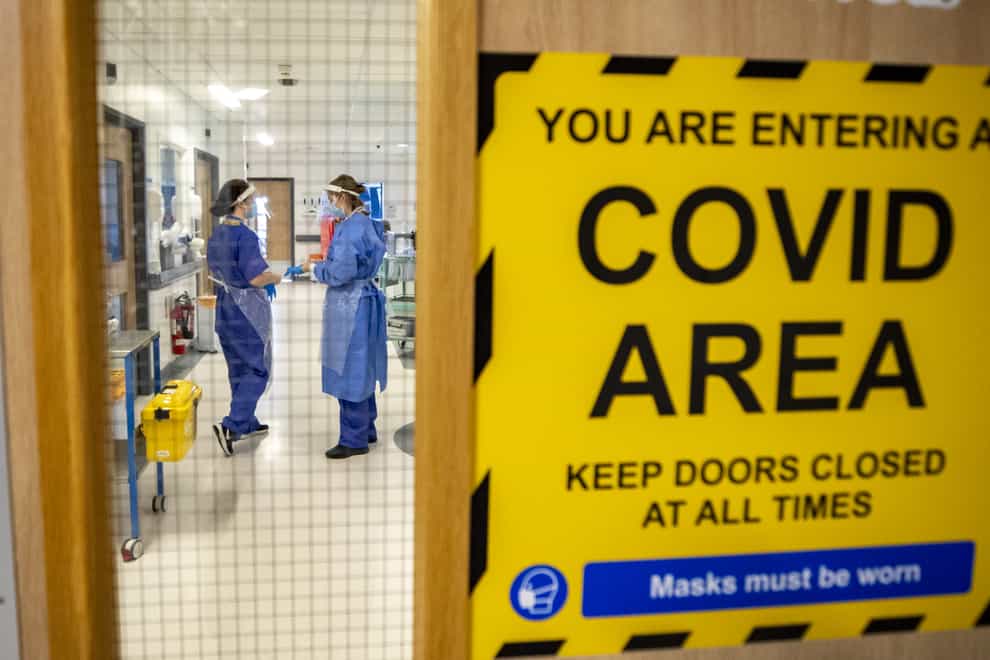 The entrance to one of five Covid-19 wards at Whiston Hospital in Merseyside (Peter Byrne/PA)