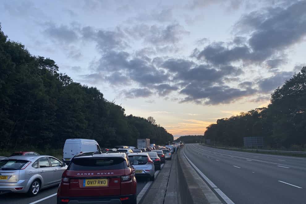 Traffic following a serious collision involving a lorry, a minibus and a car on the M25 (Michael Hill)