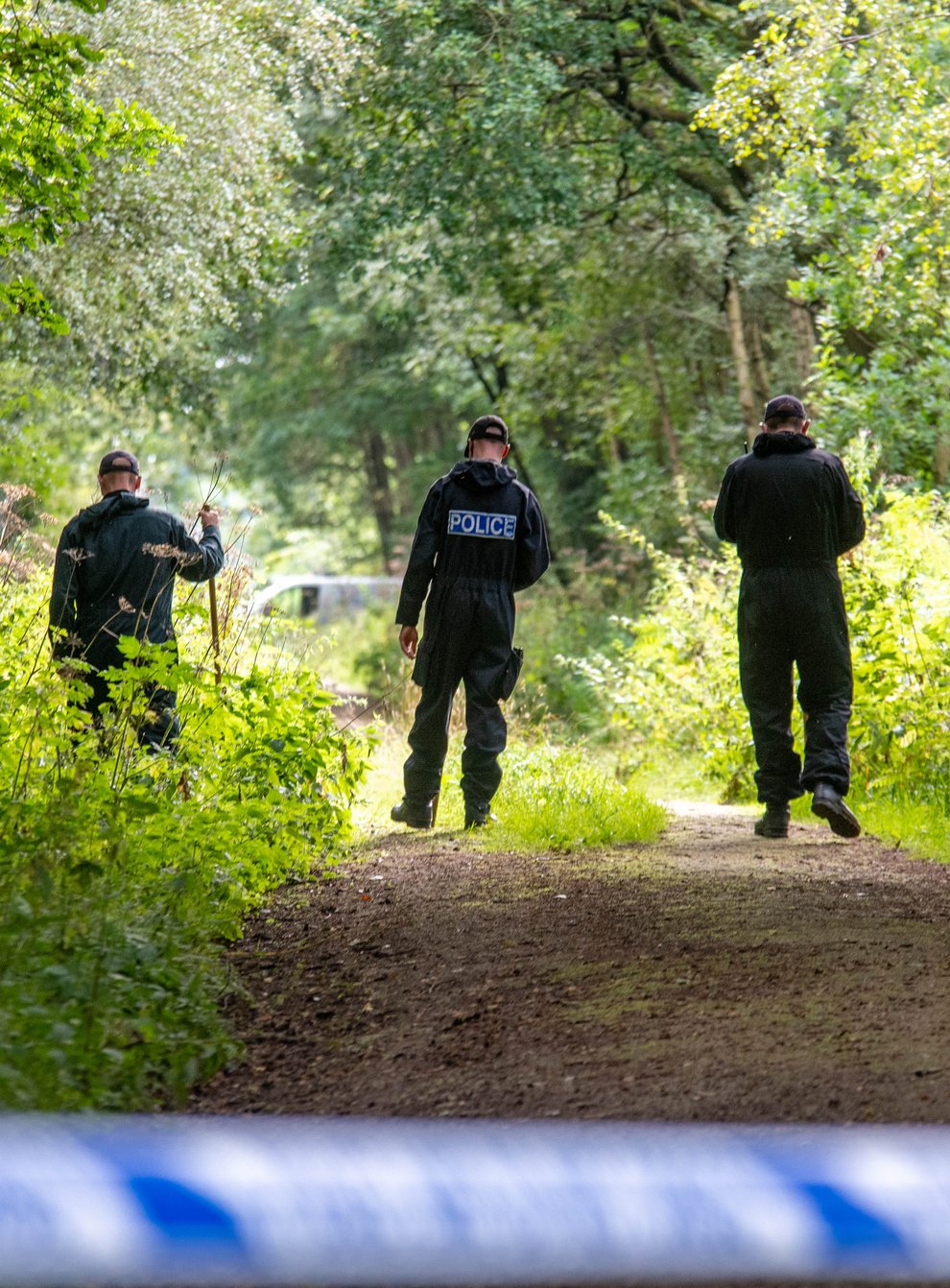 Police officers searching the land at Sand Hutton Gravel Pits near York in connection with the disappearance of missing university chef Claudia Lawrence. Ms Lawrence went missing 12 years ago and police believe she was murdered, although no body has ever been found.