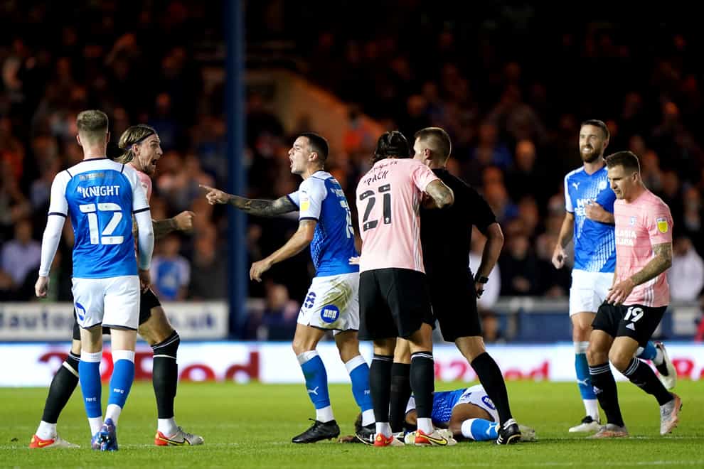 Tempers flared during the Sky Bet Championship match between Peterborough and Cardiff (Joe Giddens/PA)