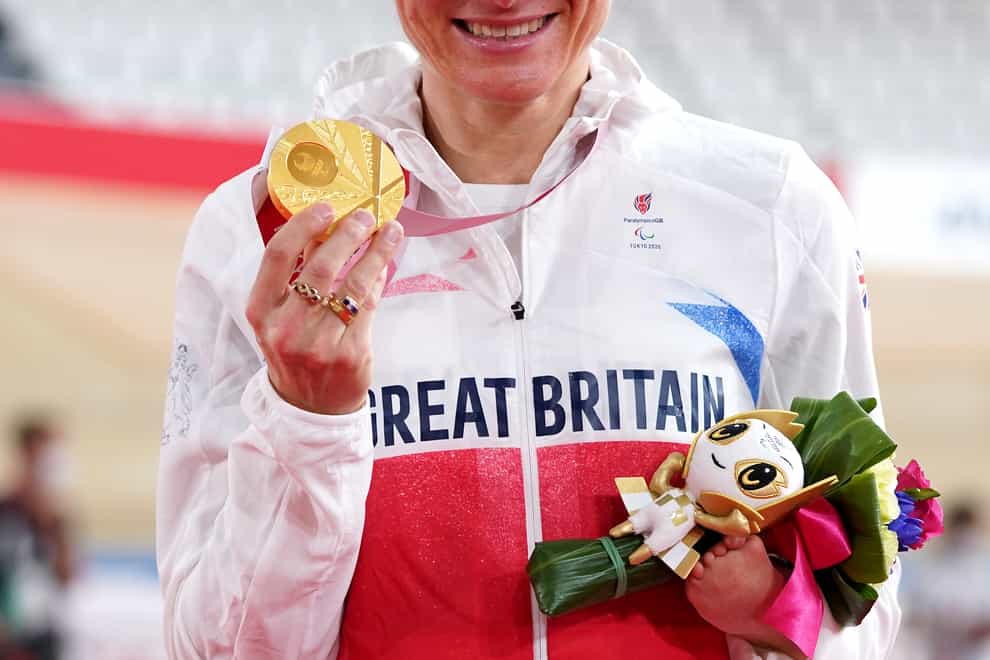 Great Britain’s Sarah Storey celebrated another Paralympic gold (Tim Goode/PA)