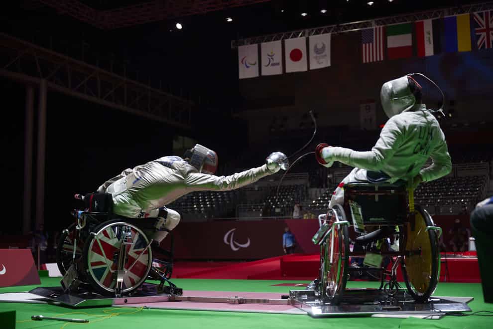 Piers Gilliver, left, won gold in the epee (ParalympicsGB/imagecomms/PA)