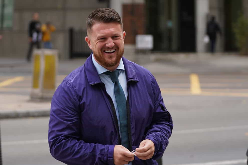 English Defence League founder Tommy Robinson arriving at Westminster Magistrates’ Court (PA)
