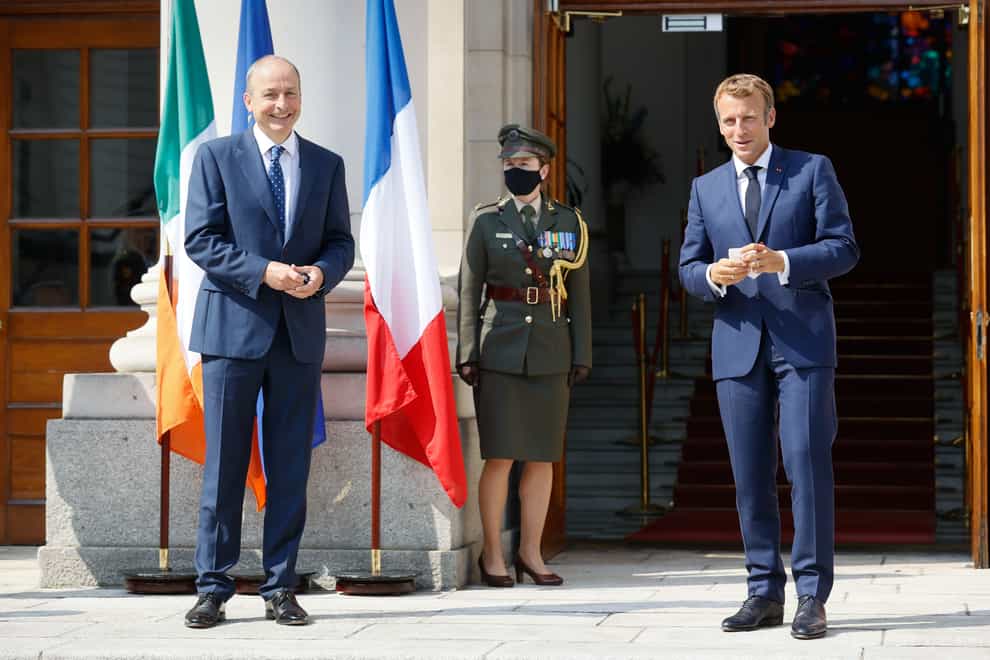 Micheal Martin greeting French President Emmanuel Macron (Julien Behal)